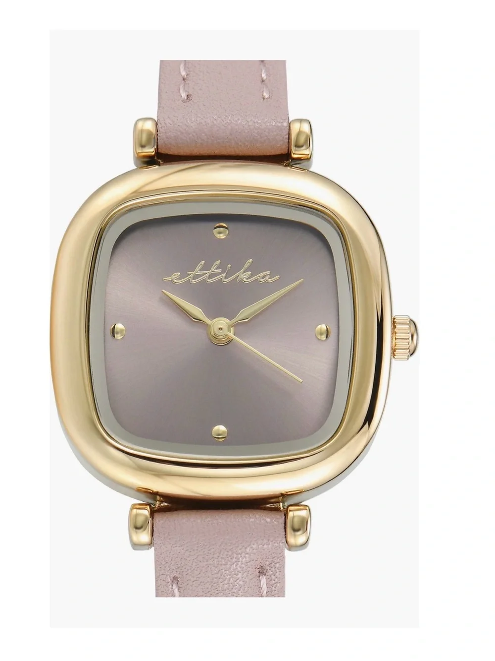 ✅NEW “Ettika” Gold-Tone Square Case Watch with Blush Leather Strap